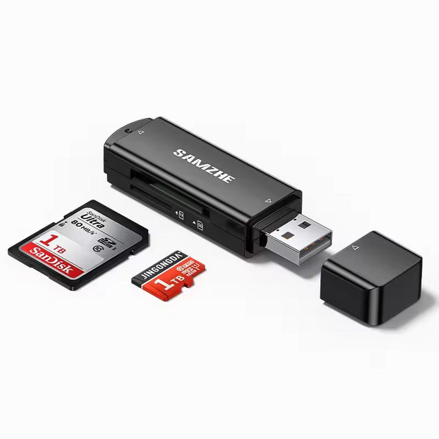 SAMZHE External USB-A 2.0 2-in-1 SD/ Card Reader Supports DSLR iPhone PC Laptop Dash Cam & Drone-ABS Material