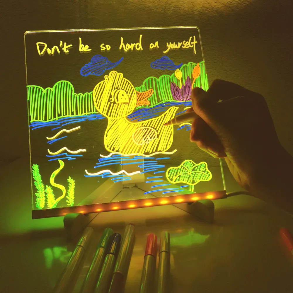 DIY LED Night Lamp Acrylic luminous message board Message Note Drawing Board Erasable USB Night Light Birthday Gift For Kids