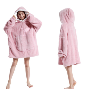 Meilleure vente : Robe de nuit d'hiver en velours pour femme, double face, confortable, à capuche motif dessin animé, manches longues, taille élastique, pour les soirées paresseuses devant la télévision - Product Image 6