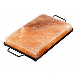 Dalles OEM de cuisine au sel de l'Himalaya Dalles de sel de roche en cristal naturel Plaques Techniques sculptées Plateau en métal inoxydable Barbecue BBQ - Product Image 1