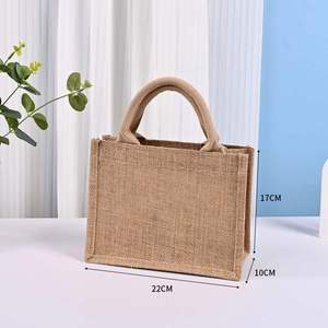 Sac fourre-tout en toile de jute durable 34*40cm avec poignée en corde pour cadeau de mariage - Product Image 1
