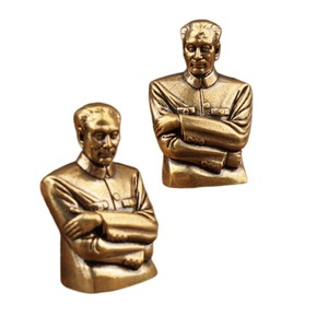 Busto de Zhou Enlai de Latón, Adorno de Escritorio, Estilo Tradicional, Figura Decorativa para Hogar u Oficina, Pieza Única - Product Image 5
