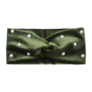 Serre-tête croisé en <span class=keywords><strong>velours</strong></span> perlé, chaud, protection des oreilles, style européen et américain, accessoire <span class=keywords><strong>de</strong></span> yoga pour cheveux - Product Image 6