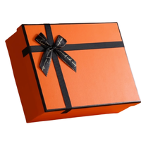 Boîte d'emballage cadeau en carton magnétique avec logo personnalisé orange avec nœud ruban bouquets de fleurs pour bougie spécifications de feuille de cadeau