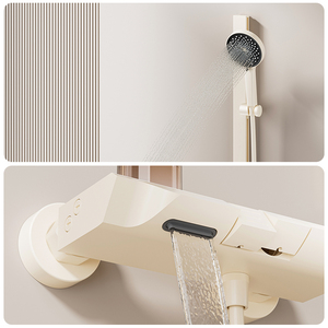 Set Doccia Moderno in Alluminio <span class=keywords><strong>Bianco</strong></span> 3019, Miscelatore a Parete con Doccetta, Alta Qualità, Economico, per Casa e Hotel - Product Image 3