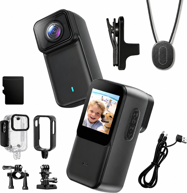 M21 4K WiFi Action Cam-Waterproof Magnetic Wearable Action Camera Hands-Free Recording for Motorcycling/Skiing/Cycling/Vlogging