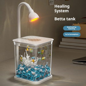Modern 5W Power LED Lighting Plastic <strong>Acrylic</strong> <strong>Rectangular</strong> Mini Desktop Fish Tank Eco-friendly Beautiful Home <strong>Aquarium</strong> Accessory - Product Image 2