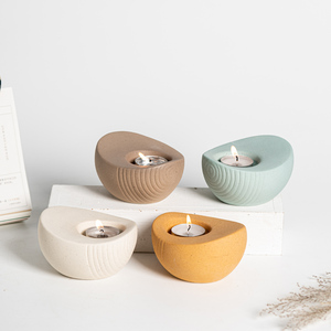 Portacandele in <span class=keywords><strong>Ceramica</strong></span> Color Macaron con Finitura Scanalata, Vendita Diretta dalla Fabbrica, per Decorazione Casa - Product Image 3