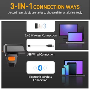 Eyoyo Escáner de Código de Barras de Anillo Láser 1D, Dispositivo Inalámbrico con Bluetooth, Diseño de Base de Carga <span class=keywords><strong>USB</strong></span> para Logística, Largo Tiempo de Escaneo, 2 Unidades, 1 Unidad, 1 Unidad - Product Image 3