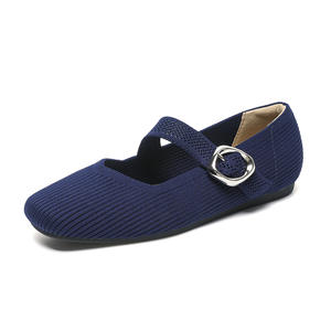 Scarpe estive Casual da principessa <span class=keywords><strong>nere</strong></span> <span class=keywords><strong>Mary</strong></span> <span class=keywords><strong>Jane</strong></span> lavorate a maglia con Slip-On a testa quadrata morbida Sole leggera antiscivolo traspirante - Product Image 5