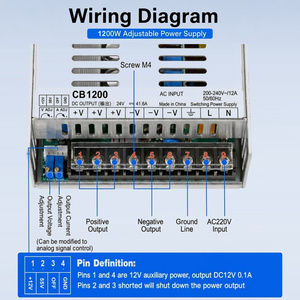 แหล่งจ่ายไฟปรับได้ 1200W 12V 15V <span class=keywords><strong>24V</strong></span> 36V 48V 60V 72V 80V 110V 150V 220V 0-83.3A 1200W AC DC แบบสวิตชิ่ง - Product Image 4