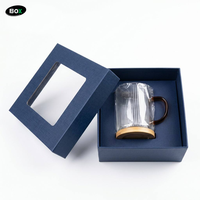 Boîte cadeau haut de gamme personnalisée en carton ondulé deux pièces avec fenêtre et insert en mousse pour tasses
