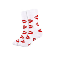 Chaussettes décontractées pour adultes, imprimées lèvres de couple de dessin animé, respirantes et avec logo positionné sur le corps, pour hommes et femmes, pour la Saint-Valentin et le vélo