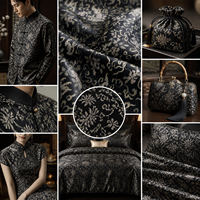 Tissu brocart floral doré effet crépuscule, tissage de luxe héritage chinois pour la confection de vêtements