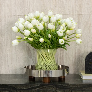 Flor de <span class=keywords><strong>Tulip</strong></span>án Artificial Beige Hecha a Mano al por Mayor, 400x400x380mm, para Arreglos Florales de Boda y Día de San Valentín - Product Image 1