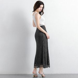 2026 Western Latest Midi Lace <strong>Skirt</strong> for Women High Quality Elegant Slim <strong>Plain</strong> <strong>Black</strong> High Waist Mermaid Long <strong>Skirts</strong> - Product Image 3
