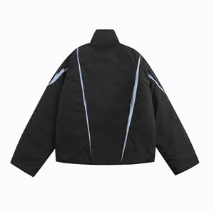 LAYENNE Veste matelassée irrégulière plissée <span class=keywords><strong>Optium</strong></span> pour hommes, fermeture à glissière inclinée, pour la chaleur hivernale, style hip pop - Product Image 2