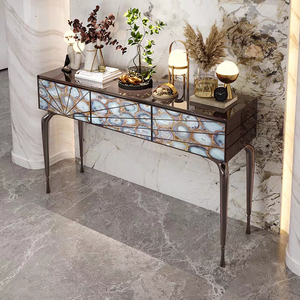 Mesa <span class=keywords><strong>Consola</strong></span> de Lujo con Acentos de Ágata Natural, Mesa de Entrada Moderna de Acero Inoxidable para Villa y Mansión - Product Image 4
