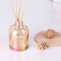 Diffuseur de roseaux en verre vide irisé électroplaqué de forme ronde, écologique et personnalisé, bouteille de parfum
