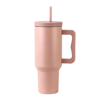 Gobelet isotherme 40 oz avec poignée, double paroi, en acier inoxydable, tasse de voyage anti-fuite avec couvercle à paille rabattable, sans BPA, réutilisable