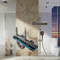 Ensemble de douche thermostatique mural avec affichage numérique LED, pommeau de douche carré haute pression pour salle de bain