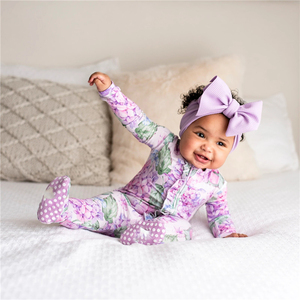 Pyjama Grenouillère et Barboteuse en Bambou pour Bébé, Design Personnalisé, Hydrangea Volanté, Vêtements pour Tout-Petit, Pyjamas en Bambou Boutique - Product Image 2