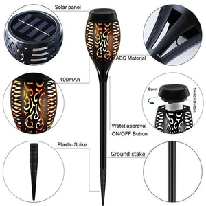 Torche solaire à <span class=keywords><strong>12</strong></span> LED IP65, lumière vacillante, étanche, 5m, décoration <span class=keywords><strong>de</strong></span> jardin, pelouse, <span class=keywords><strong>chemin</strong></span>, cour, patio, sol, 1 à <span class=keywords><strong>12</strong></span> pièces - Product Image 4