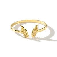 Luxe populaire 925 argent Sterling plaqué or 18 carats ailes d'ange de concepteur de haute qualité anneaux réglables pour les filles