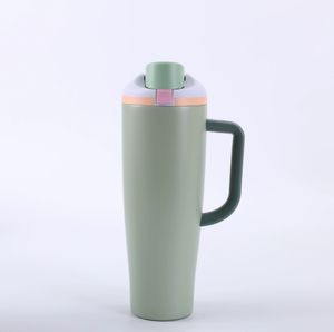 Gobelet isotherme en acier inoxydable de grande capacité de 40 oz avec poignée - Utilisation en voyage et en fête, design portable, logo personnalisable - Product Image 4