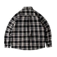 Chemise décontractée à col carré en flanelle à carreaux pour homme, 380g/m, coton à fibres longues, double poche, manches longues, hiver, ODM