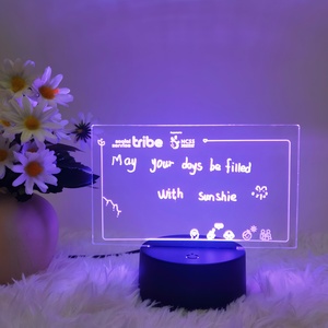 16 Color LED Transparent Acrylic Table Lamp Touch Control 3D Night <b>Light</b> USB <b>for</b> Bedroom Christmas Holiday Smart Home Message - Product Image 4
