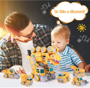 Blocs de construction STEM 5-en-1, jouet DIY, transformez 5 camions de chantier en <span class=keywords><strong>robot</strong></span> <span class=keywords><strong>dinosaure</strong></span> avec lumière et son pour les enfants de 2 à 7 ans - Product Image 6