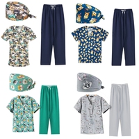 Infirmière médicale personnalisé gommages uniformes ensembles femmes soins infirmiers costume casquette hauts bas trois pièces ensembles