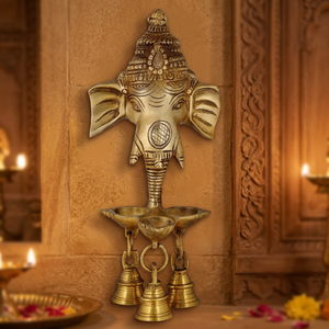 Nuevo Diseño de Decoración para el Hogar, Ganesh Deepak de Latón Colgante de Pared de Alta Calidad con Campanas, Escultura Icónica India Hecha a Mano - Product Image 6