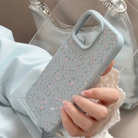 Luxe Bleu Rose Ins Style Flexible Souple TPU Antichoc Housse de Téléphone Portable pour iPhone 17 16 15 14 13 12 11 Pro Max Plus