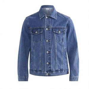 Veste en jean classique pour homme, col mandarin décontracté, respirante, coupe régulière, pour l'hiver, 100% coton, bleu délavé - Product Image 1