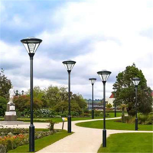 Lampadaire solaire extérieur en fer pour jardin, abat-jour en verre LED, blanc chaud 2700K, IP66, ampoule A19 non amovible, AC 220V - Product Image 3