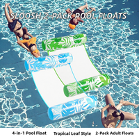 Lot de 2 flotteurs de piscine en forme de feuilles tropicales pour adultes, 4-en-1, gonflables, en PVC, pour l'extérieur