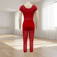 Combinaison de danse lyrique MiDee pour femmes adultes avec manches courtes, soutien-gorge intégré et culotte pour les spectacles sur scène