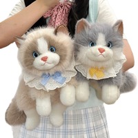 Adorable Peluche Chat Ragdoll Musical Ultra Doux avec Rembourrage en Coton PP 31-50cm, Chaton avec Bavoir, Cadeau pour Enfants et Activité Parent-Enfant