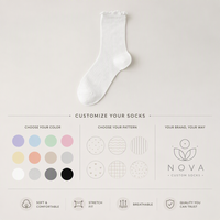 Chaussettes respirantes en maille à volants pour femmes, en coton doux couleur bonbon, mi-mollet, avec bord élastique, légères pour un usage quotidien
