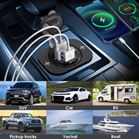 Pengisi Daya Cepat Aluminium Alloy Dual USB-C & USB-A dengan QC3.0/PD LED Voltmeter Tahan Air untuk Penggunaan di Mobil/Perahu/Kapal