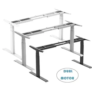 Base de mesa eletrônica ergonômica, altura dupla ajustável, 2 pernas, sentar para pé, quadro de mesa