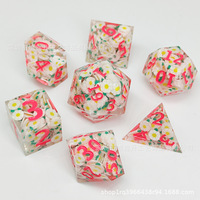 Lot de 7 dés polyédriques en résine à bords tranchants, irisés et scintillants, avec chiffres dorés pour DND, RPG, COC, TRPG, jeux de table - Vente en gros