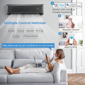 <b>Mini</b> <b>Split</b> Air Conditioner 12000 BTU Gray Cooling Heating Wi-Fi Enabled Variable Frequency Energy Saving 12000 BTU WiFi Enabled - Product Image 2