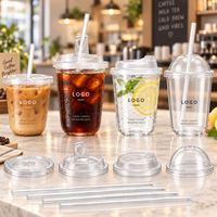 Gobelet à café jetable transparent en PET en forme de U et gobelet pour boissons froides, gobelets en plastique recyclables avec couvercle pour café, bière