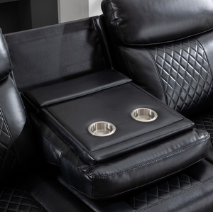 Convertible Leather Recliner Couch Set Power Reclining Home Theater Furniture with Metal <b>Frame</b> for Living Room or Hotel Use - Product Image 2