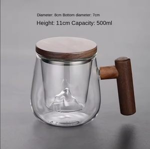 Prezzo all'ingrosso 500ml di vetro ispessito tre pezzi Set coperchio in legno <span class=keywords><strong>filtro</strong></span> <span class=keywords><strong>tazza</strong></span> <span class=keywords><strong>da</strong></span> tè <span class=keywords><strong>con</strong></span> manico - Product Image 6