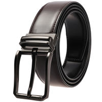 Ceintures à boucle rotative en gros, ceintures décontractées en cuir de vachette double face pour hommes, ceinture réversible