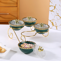 Assiette en céramique minimaliste de style européen, plat à noix et à collations, cadeau d'affaires, plateau à fruits créatif, support en fer, pour café et pâtisseries